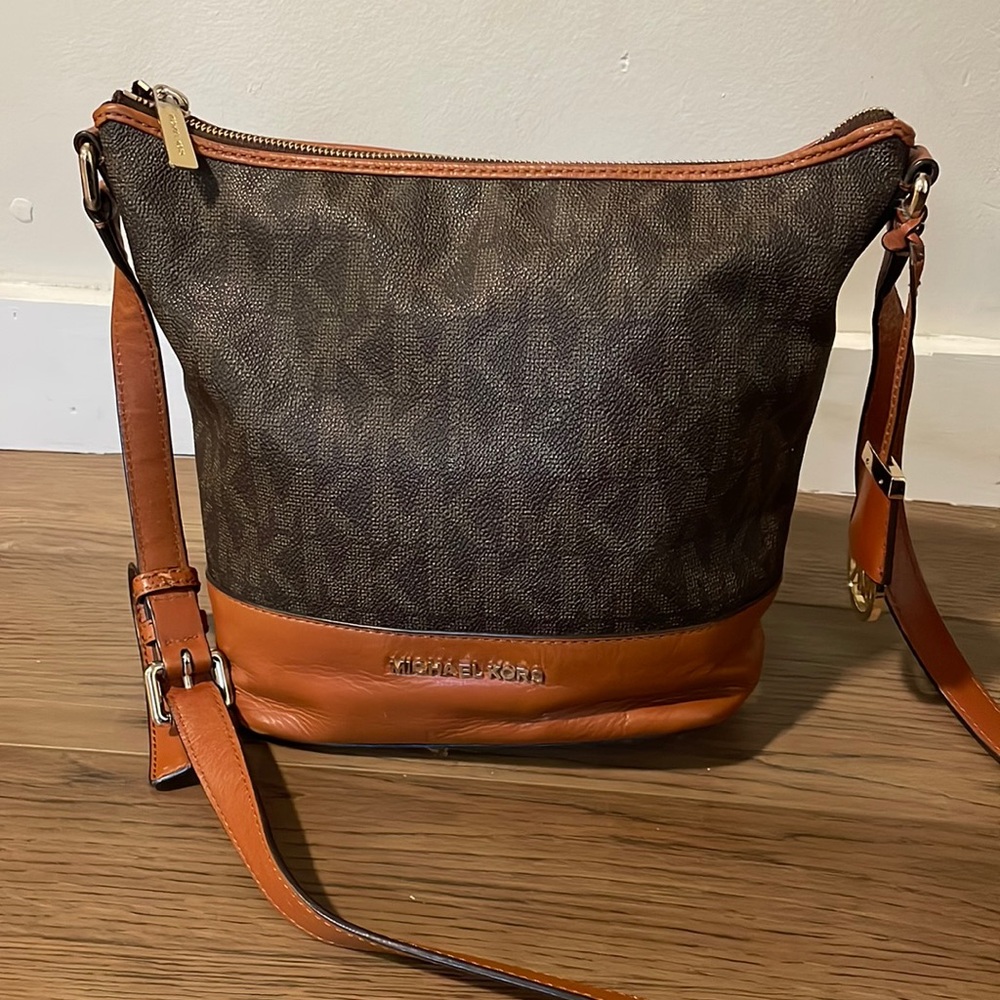 Michael Kors brown MK logo crossbody purse